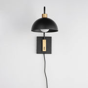 Thelonious 1 Light Swing Arm Wall Lamp in Black / Natural Aged Brass