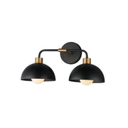 Thelonious 2 Light Bath Vanity Light in Black / Natural Aged Brass