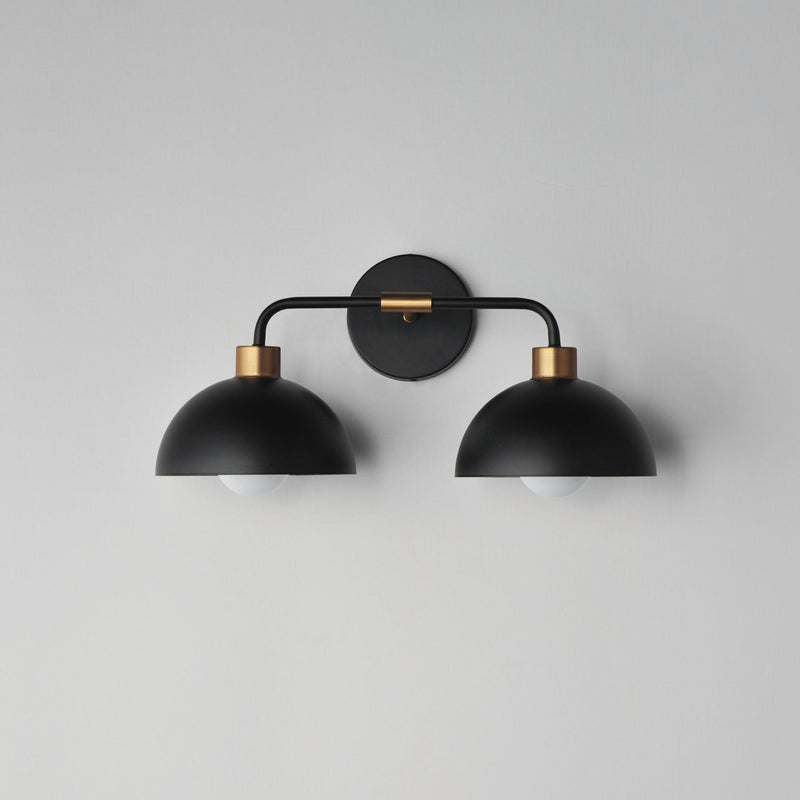 Thelonious 2 Light Bath Vanity Light in Black / Natural Aged Brass