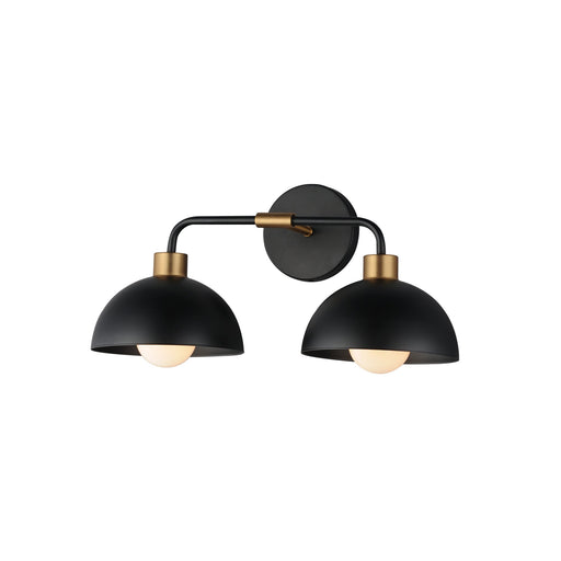 Thelonious 2 Light Bath Vanity Light in Black / Natural Aged Brass