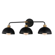 Thelonious 3 Light Bath Vanity Light in Black / Natural Aged Brass