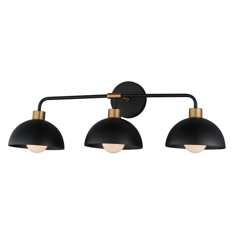 Thelonious 3 Light Bath Vanity Light in Black / Natural Aged Brass