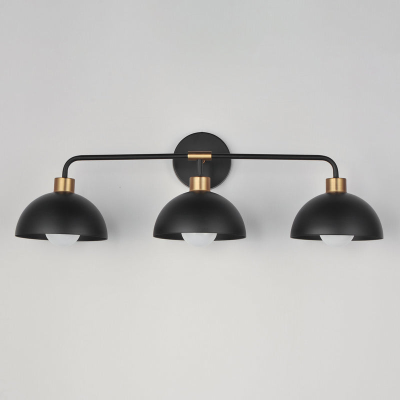 Thelonious 3 Light Bath Vanity Light in Black / Natural Aged Brass