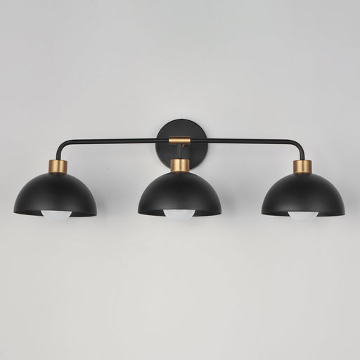 Thelonious 3 Light Bath Vanity Light in Black / Natural Aged Brass
