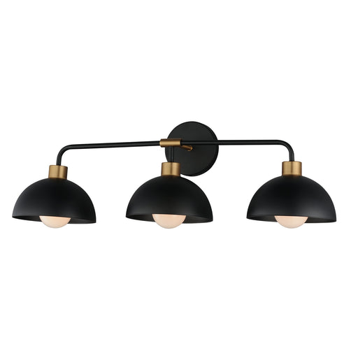 Thelonious 3 Light Bath Vanity Light in Black / Natural Aged Brass
