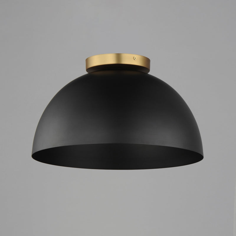 Thelonious 16" Flush Mount in Black / Natural Aged Brass