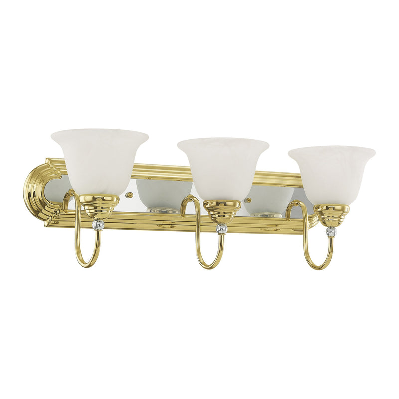 Belmont 3-Light Bath Vanity Light in Polished Brass & Polished Chrome