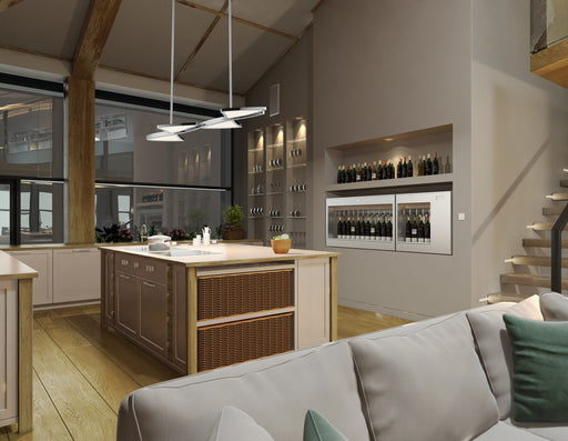 Aeon 1 Light 28" Linear Pendant in Chrome in a room setting