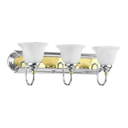 Belmont 3-Light Bath Vanity Light in Polished Chrome & Polished Brass