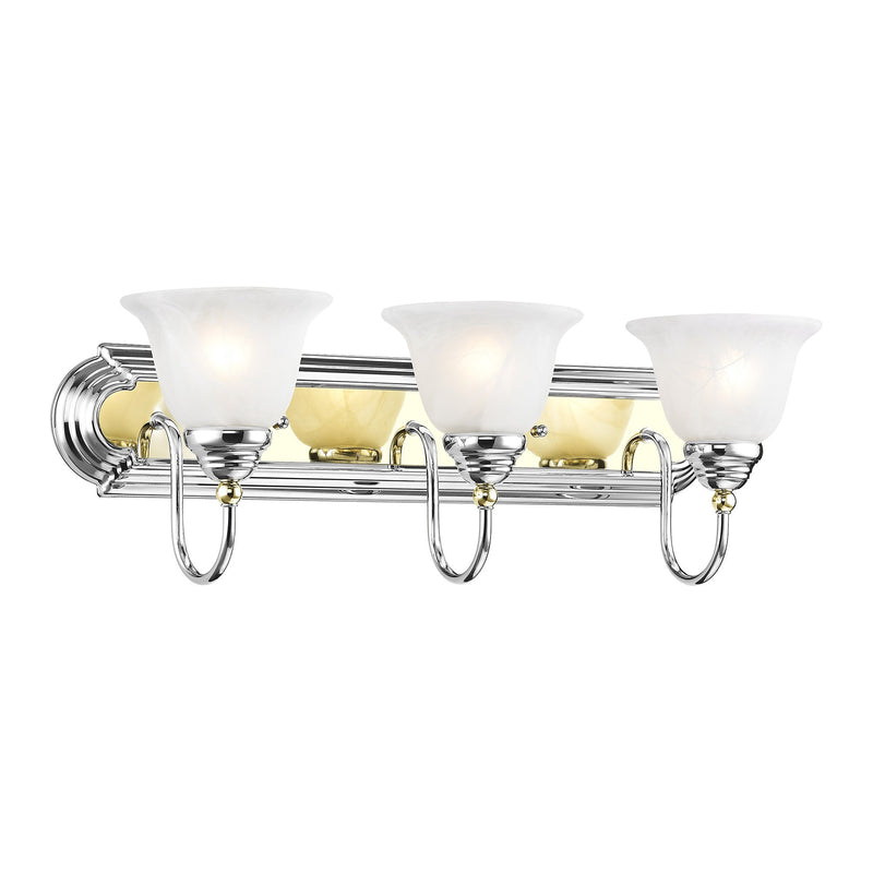 Belmont 3-Light Bath Vanity Light in Polished Chrome & Polished Brass