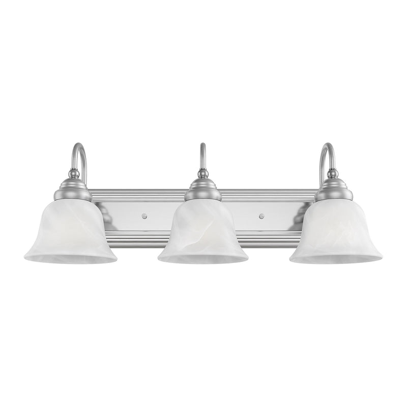 Belmont 3-Light Bath Vanity Light in Brushed Nickel Finish with Polished Chrome Finish Insert
