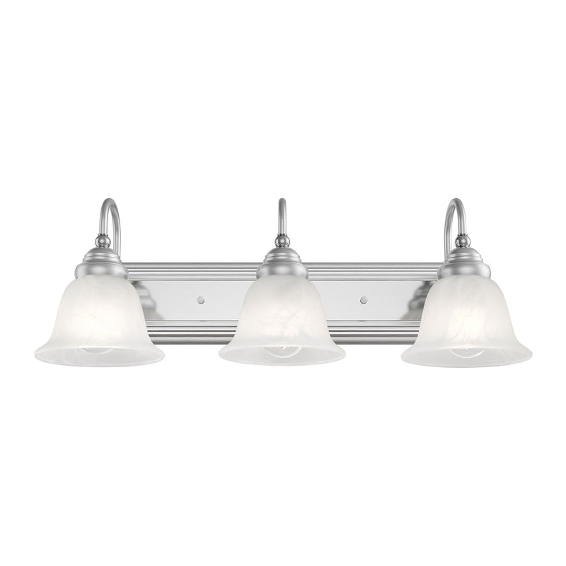 Belmont 3-Light Bath Vanity Light in Brushed Nickel Finish with Polished Chrome Finish Insert