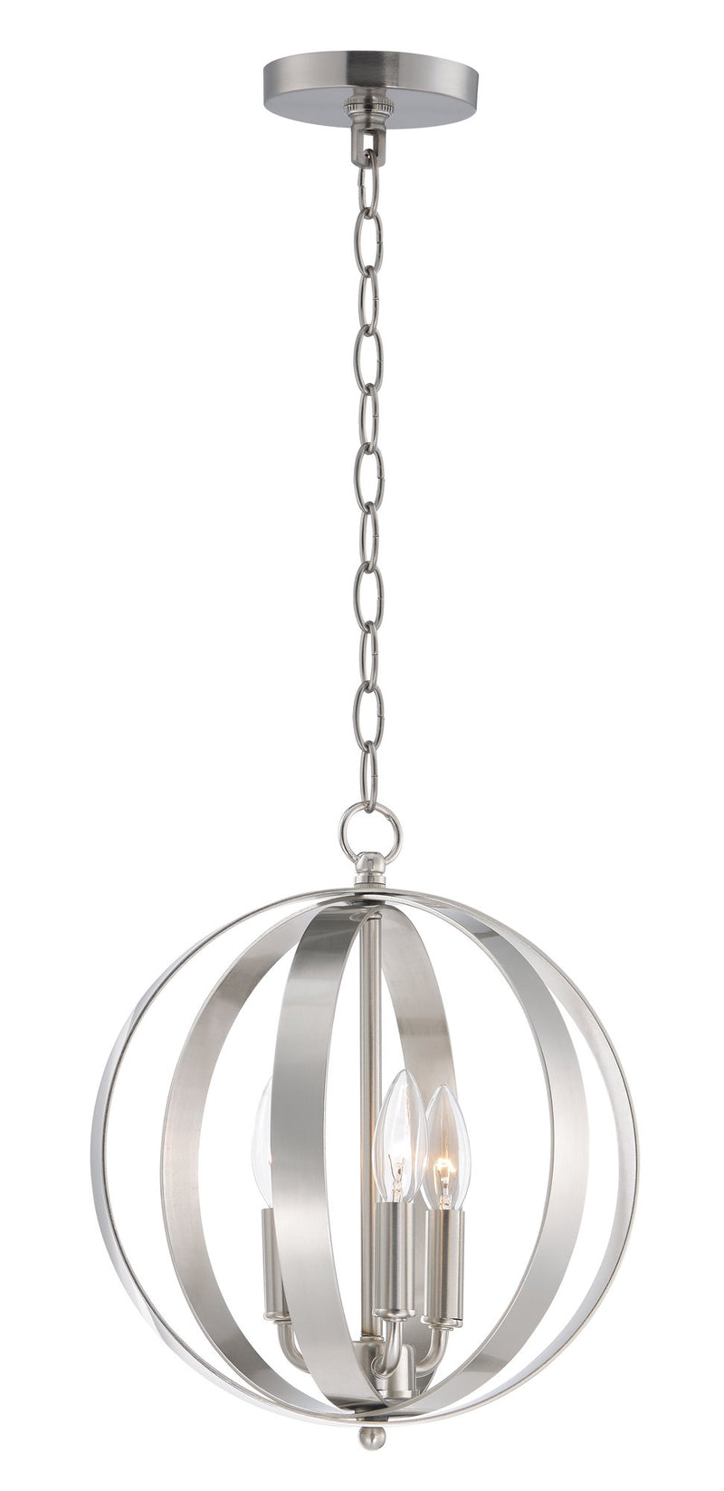 Provident 3 Light 12" Globe Chandelier in Satin Nickel