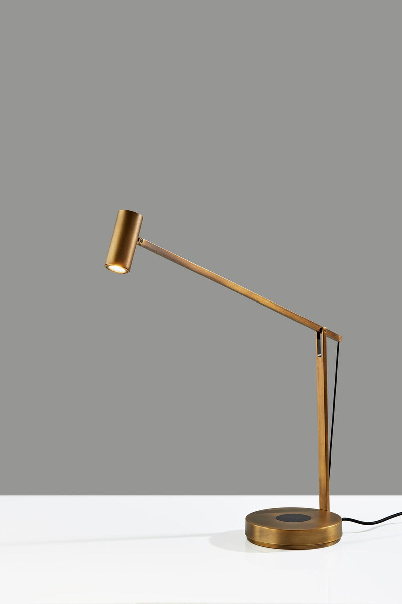Turrell LED Desk Lamp in Lacquered Burnished Brass