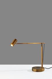 Turrell LED Desk Lamp in Lacquered Burnished Brass