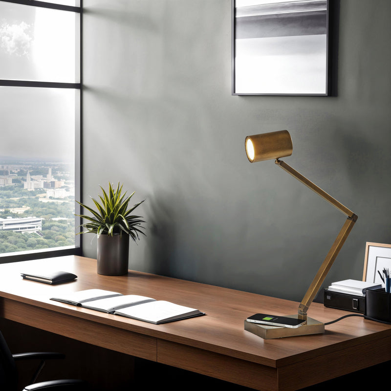 Newman Task Lamp in Lacquered Burnished Brass