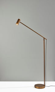 Turrell LED Swing-Arm Floor Lamp in Lacquered Burnished Brass