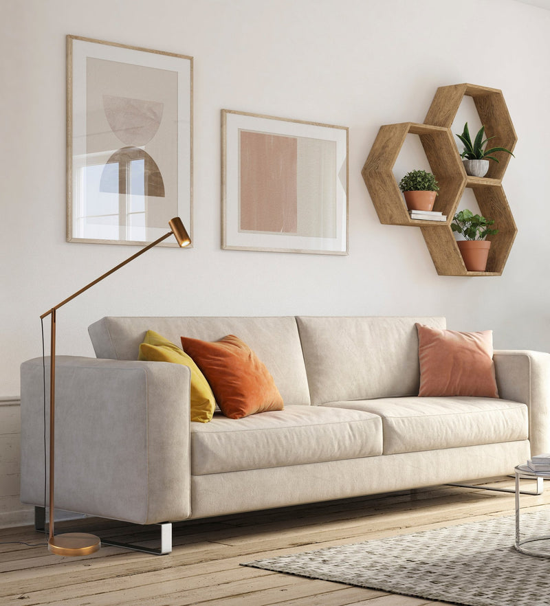 Turrell LED Swing-Arm Floor Lamp in Lacquered Burnished Brass