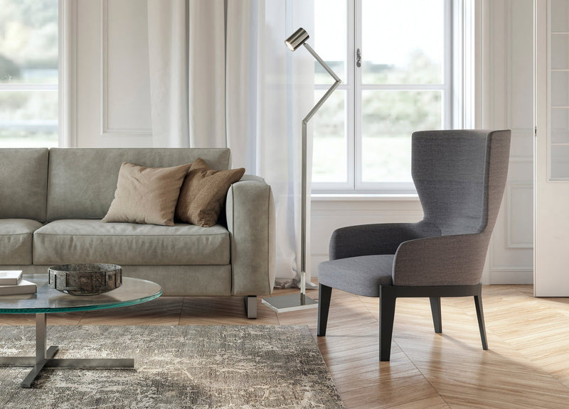 Turrell LED Swing-Arm Floor Lamp in Polished Nickel