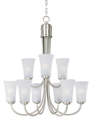 Logan 9 Light Chandelier in Satin Nickel