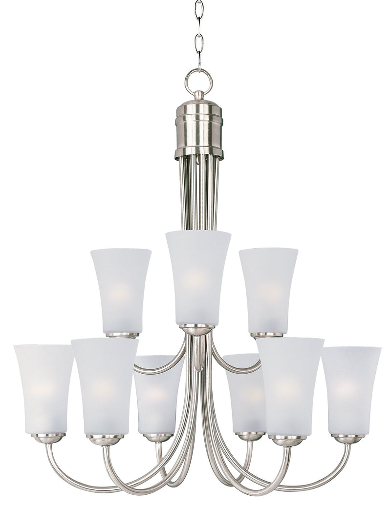 Logan 9 Light Chandelier in Satin Nickel