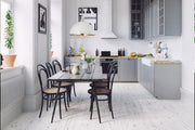 Landry 1 Light 14" Pendant in Matte White + Brushed Nickel in a room setting