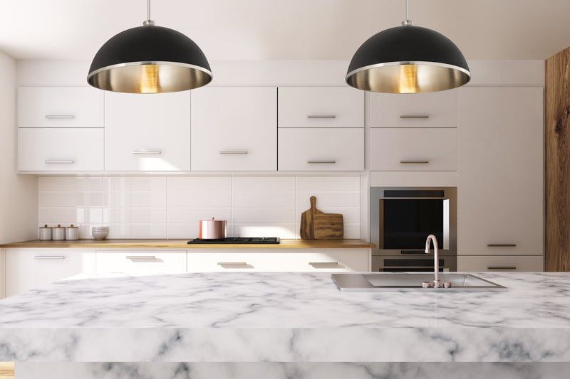 Landry 1 Light 20" Pendant in Matte Black + Brushed Nickel in a room setting