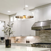 Landry 1 Light 20" Pendant in Matte White + Brushed Nickel in a room setting