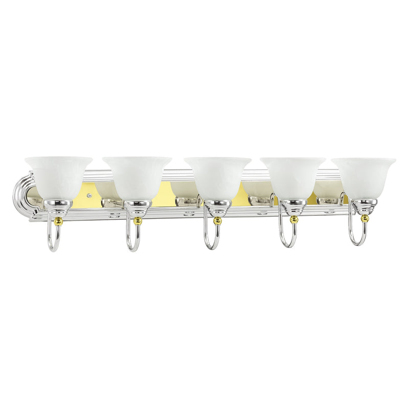 Belmont 5-Light Bath Vanity Light in Polished Chrome & Polished Brass