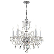 Traditional Crystal 5 Light 22" Chandelier in Polished Chrome