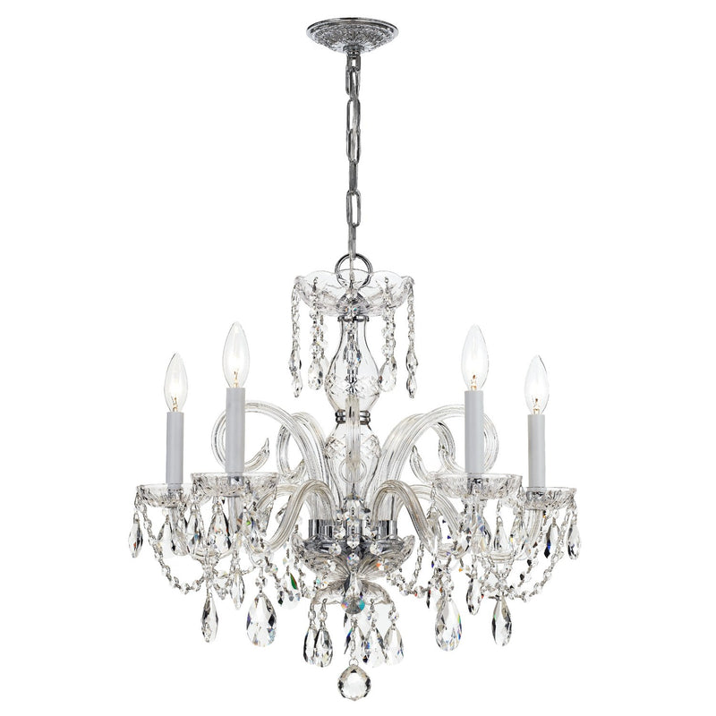 Traditional Crystal 5 Light 22" Chandelier in Polished Chrome