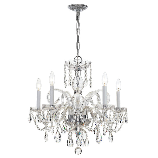 Traditional Crystal 5 Light 22" Chandelier in Polished Chrome