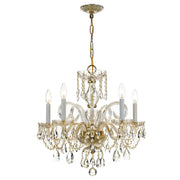 Traditional Crystal 5 Light 22" Chandelier in Polished Brass