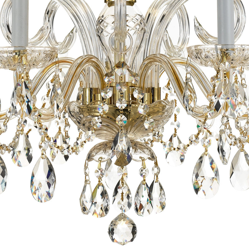 Traditional Crystal 5 Light 22" Chandelier in Polished Brass