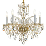 Traditional Crystal 5 Light 22" Chandelier in Polished Brass