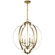 Voleta 4-Light Chandelier in Natural Brass