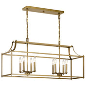 Morrigan 8-Light Linear Chandelier in Natural Brass