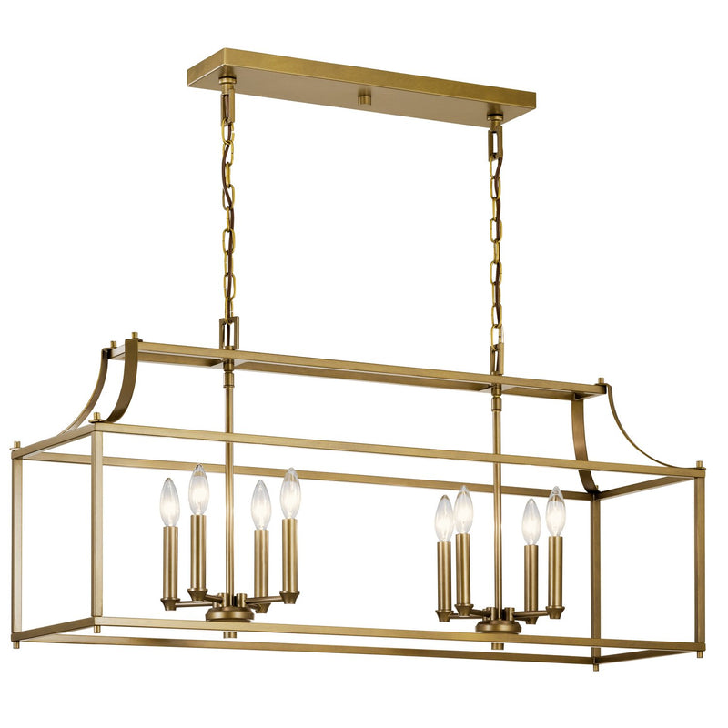 Morrigan 8-Light Linear Chandelier in Natural Brass