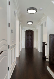 Madison 1 Light 12.5" Flush Mount in Matte Black in a room setting