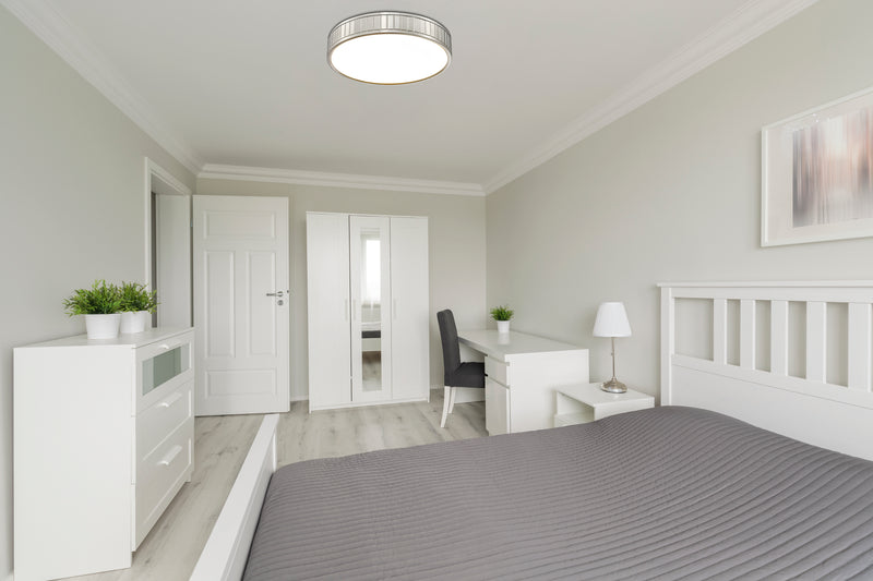 Madison 1 Light 16.5" Flush Mount in Brushed Nickel in a room setting