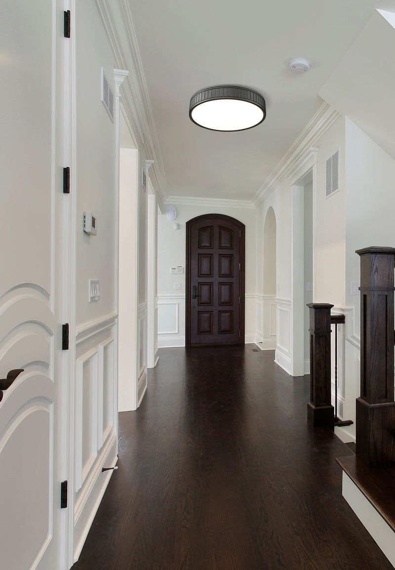 Madison 1 Light 16.5" Flush Mount in Matte Black in a room setting