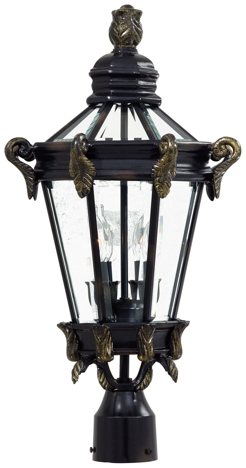 Stratford Hall 2-Light Outdoor Post Light in Heritage w/Gold Highlights