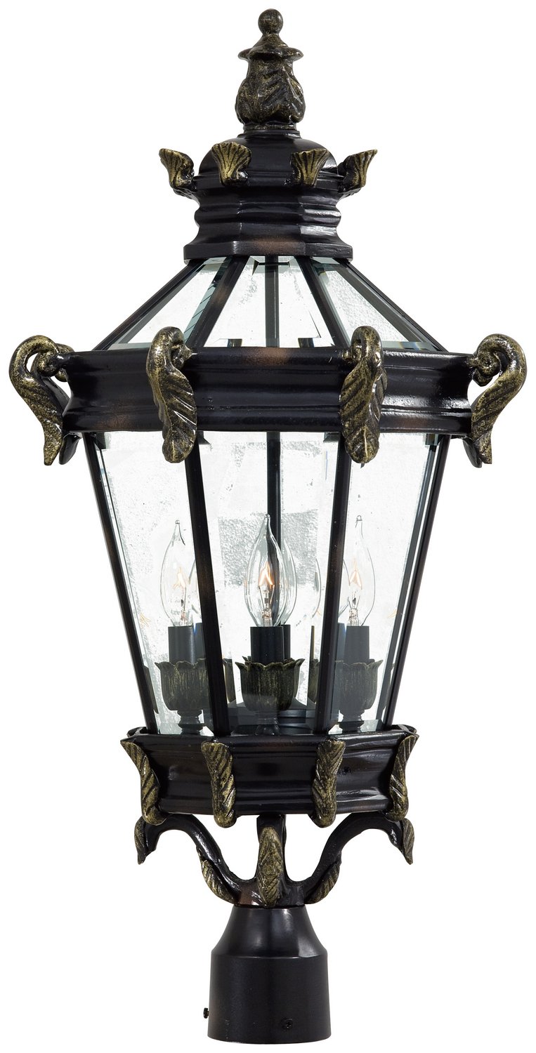 Stratford Hall 4-Light Outdoor Post Light in Heritage w/Gold Highlights