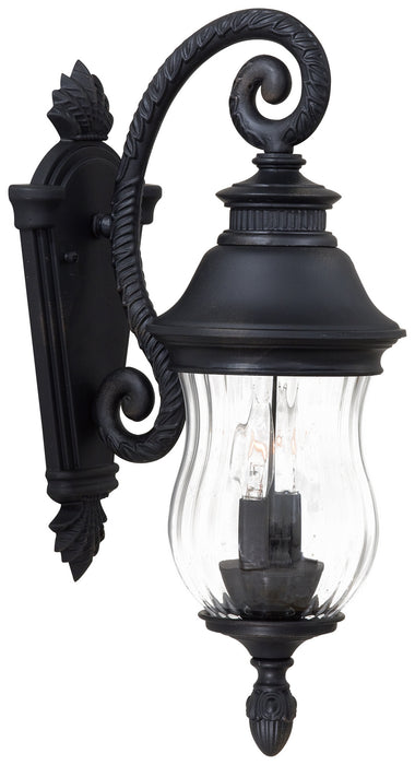 Newport 2-Light Wall Mount in Heritage & Clear Strip Optic Glass