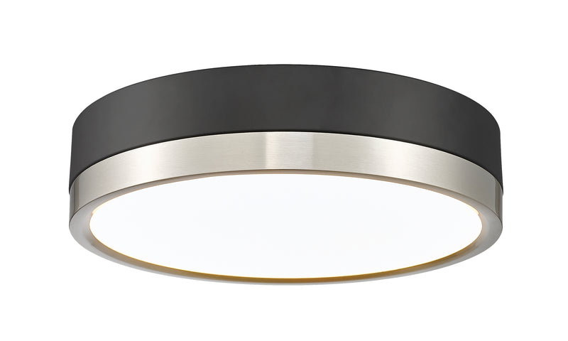Algar 1 Light 12" Flush Mount in Matte Black + Brushed Nickel