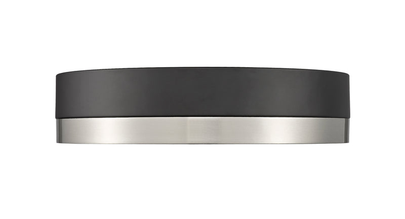 Algar 1 Light 12" Flush Mount in Matte Black + Brushed Nickel