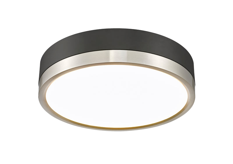 Algar 1 Light 12" Flush Mount in Matte Black + Brushed Nickel