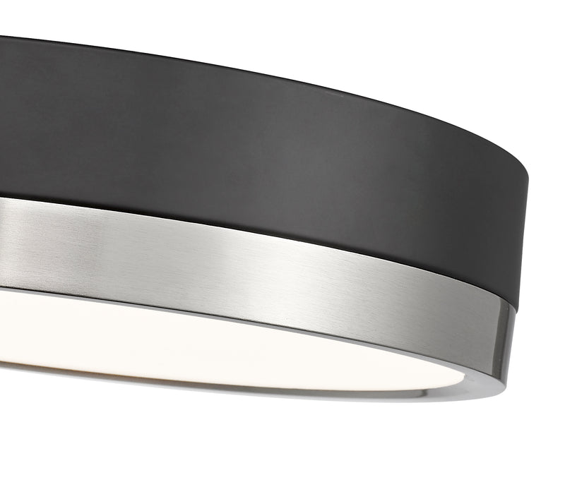 Algar 1 Light 12" Flush Mount in Matte Black + Brushed Nickel
