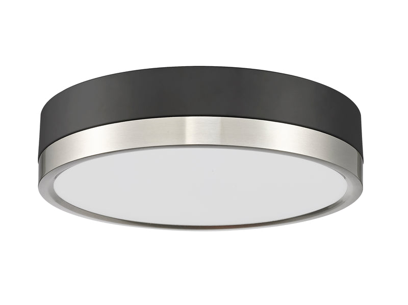 Algar 1 Light 12" Flush Mount in Matte Black + Brushed Nickel