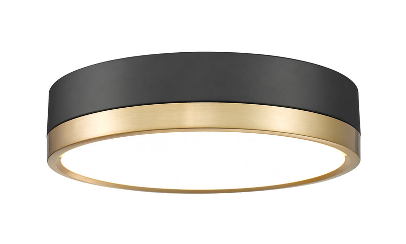 Algar 1 Light 12" Flush Mount in Matte Black + Modern Gold